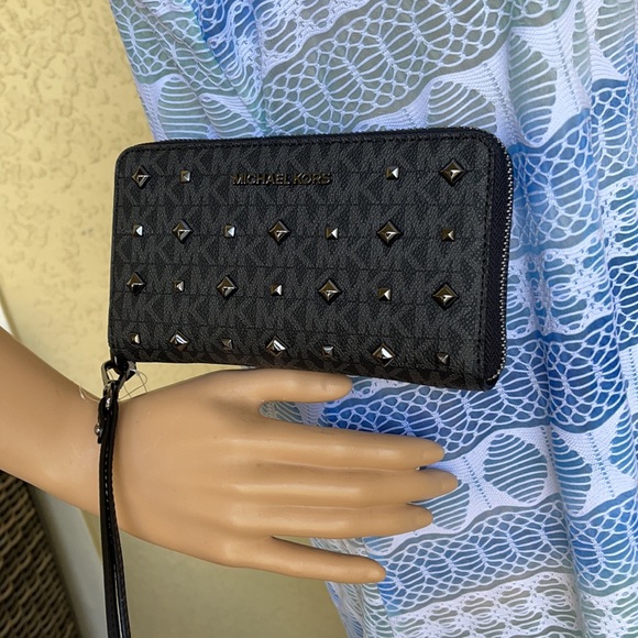 Michael Kors Jet Set Travel Large Flat Multifunctional Phone Case-Wristlet-Walle - Picture 12 of 16